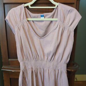 Old Navy Pink Smocked Waist Top Large V-neck short sleeves smocked waist